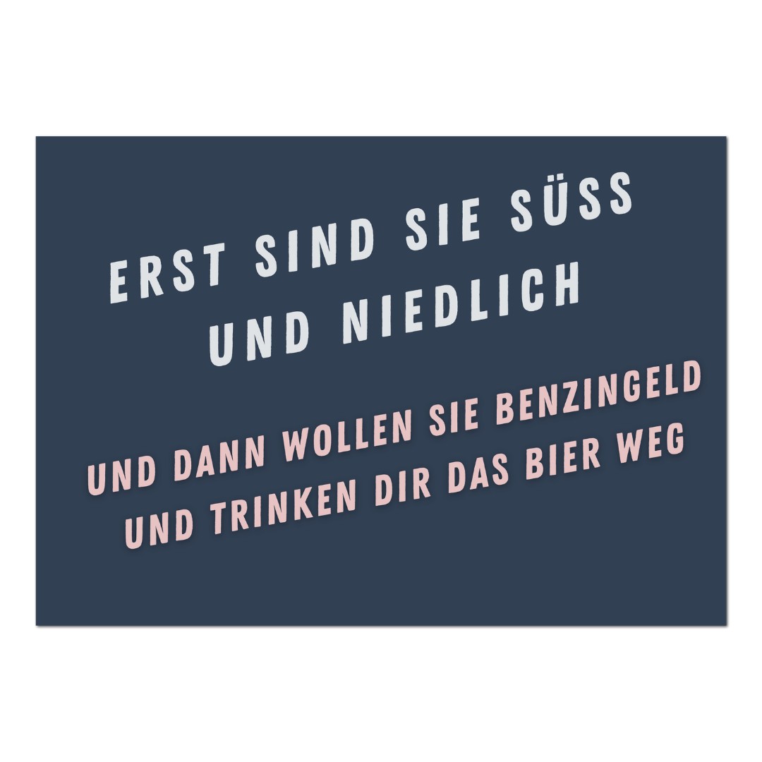 Postkarte "Benzingeld" | Rabenmütter Verlag