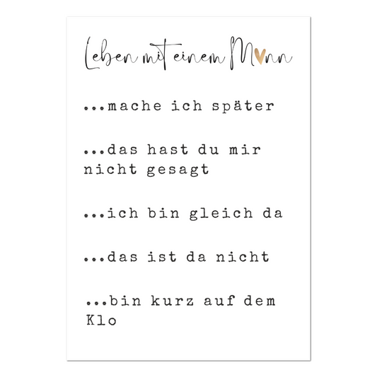 Postkarte "Leben mit einem Mann" | Rabenmütter Verlag