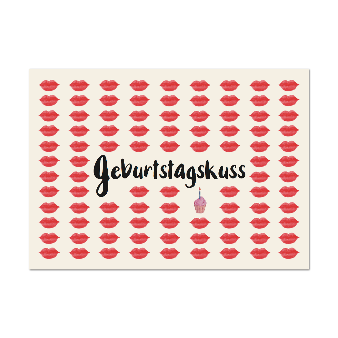 Postkarte "Geburtstagskuss"