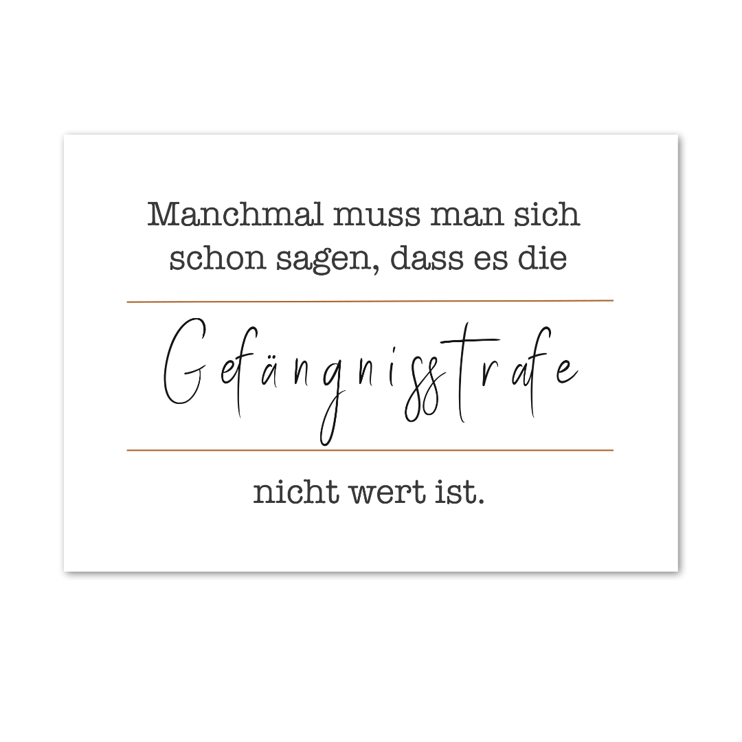 Postkarte "Gefängnisstrafe"