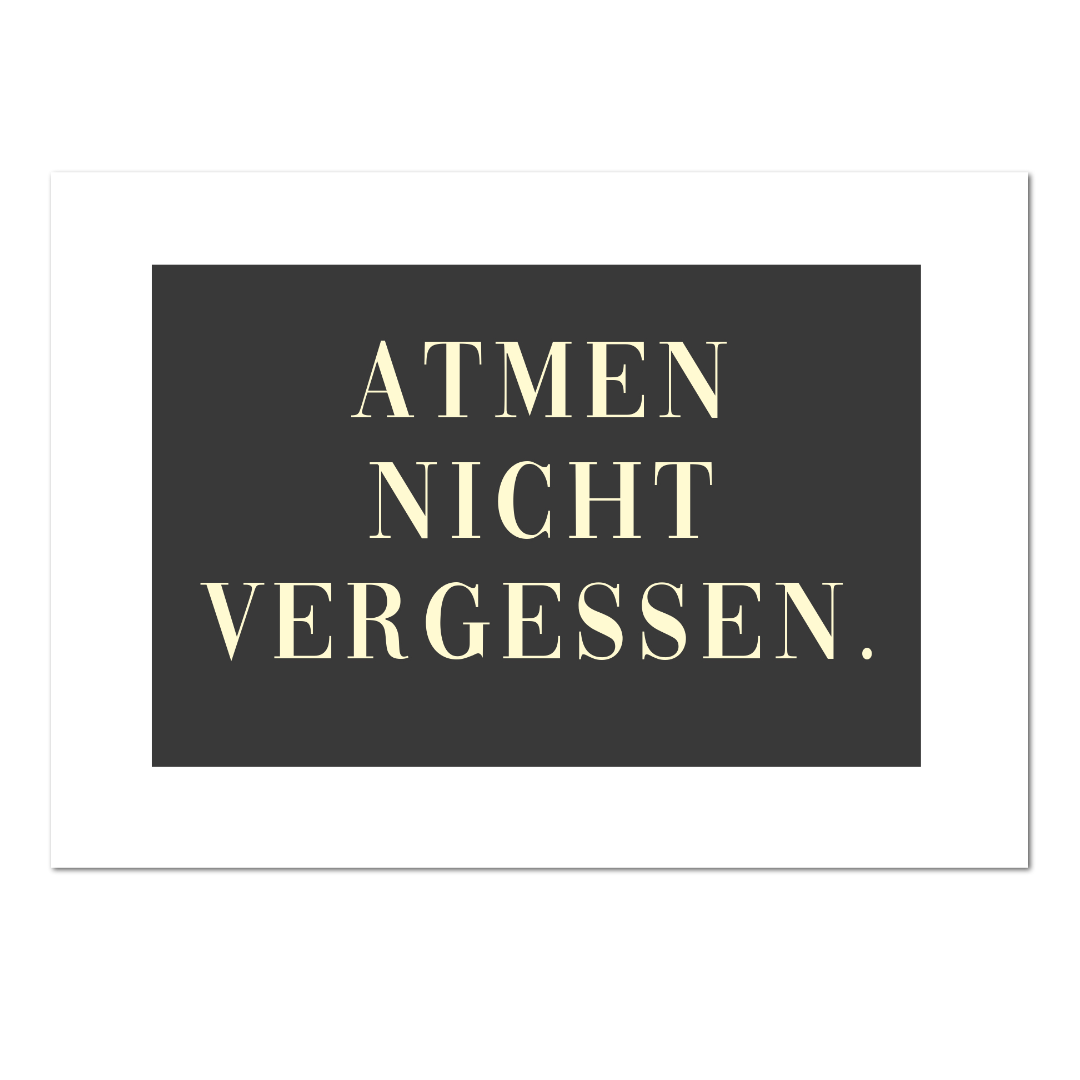 Postkarte Atmen nicht vergessen | Rabenmütter Verlag