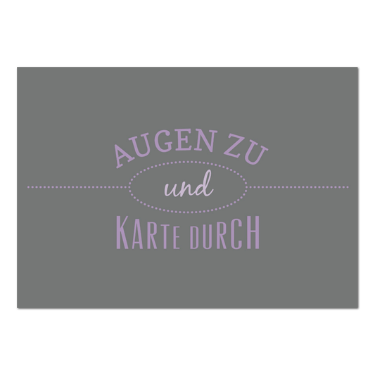 Postkarte Augen zu und Karte durch | Rabenmütter Verlag