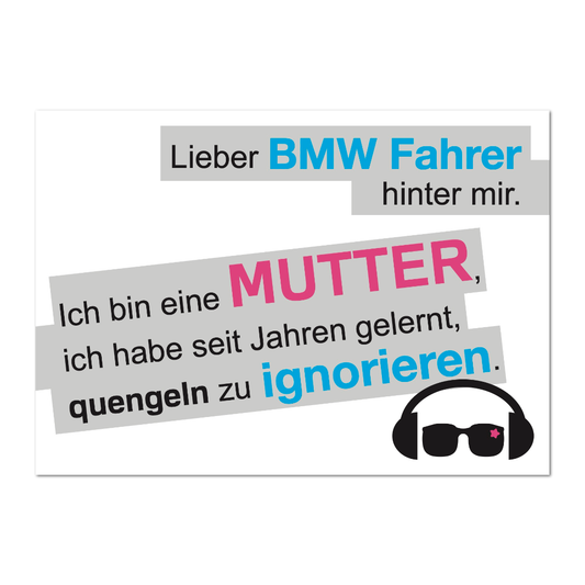 Postkarte BMW Fahrer | Rabenmütter Verlag