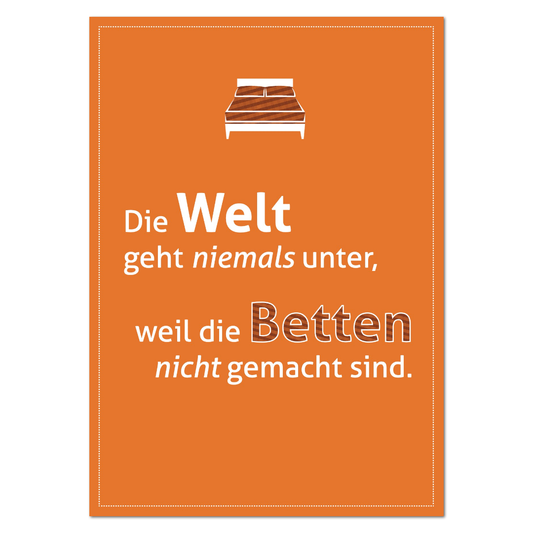 Postkarte Betten nicht gemacht | Rabenmütter Verlag