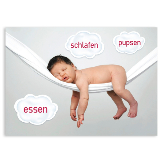 Postkarte "Schlafen Pupsen Essen"