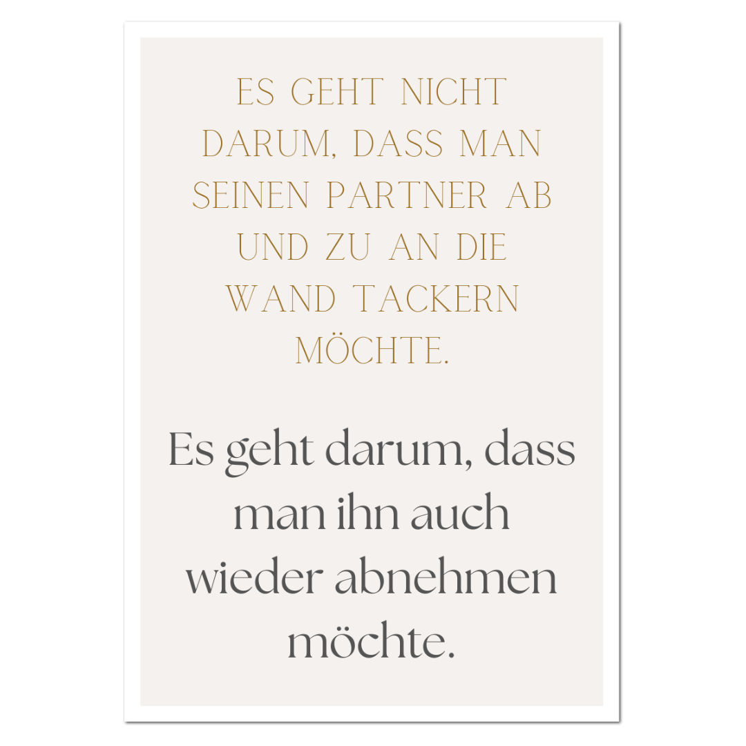 Postkarte "Den Partner an die Wand tackern"