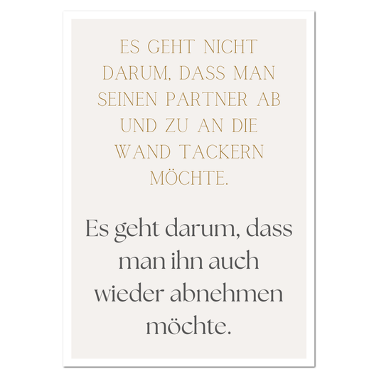 Postkarte "Den Partner an die Wand tackern"