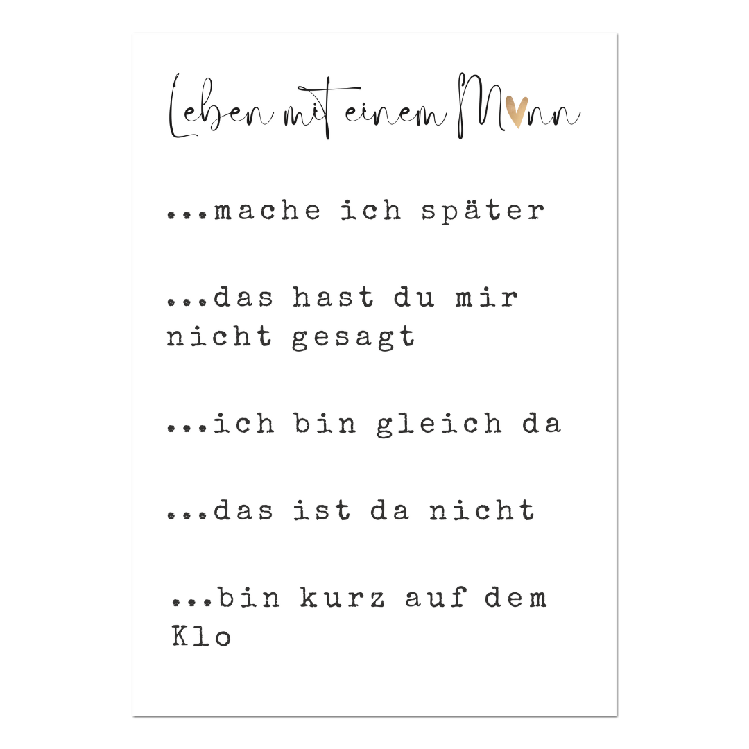 Postkarte "Leben mit einem Mann" | Rabenmütter Verlag