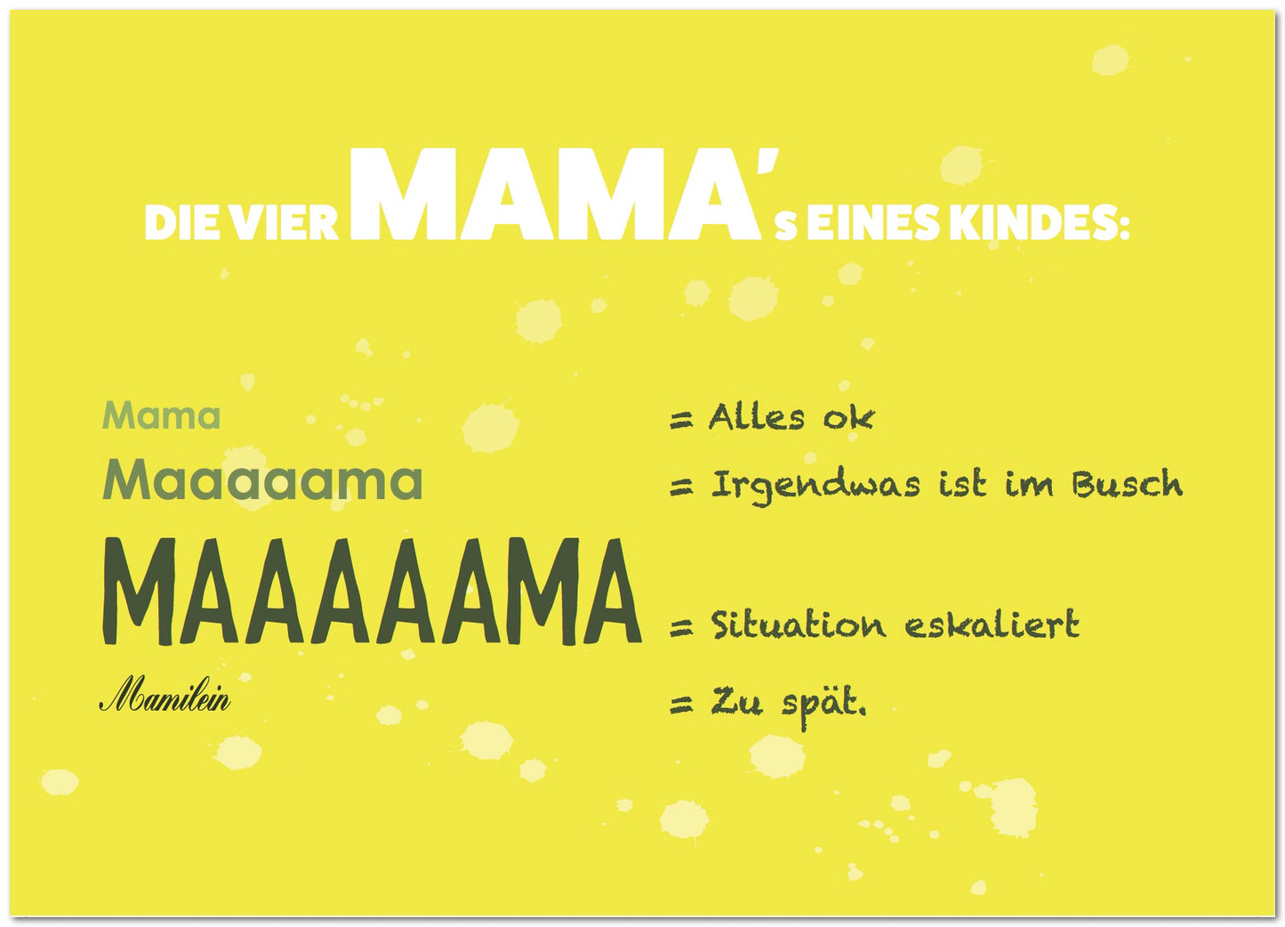 Postkarte "Die vier Mama's eines Kindes"
