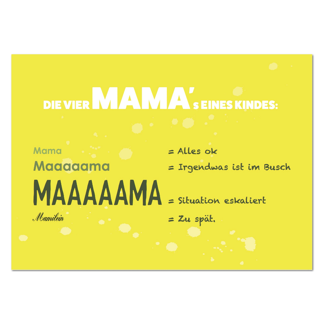 Postkarte "Die vier Mama's eines Kindes"