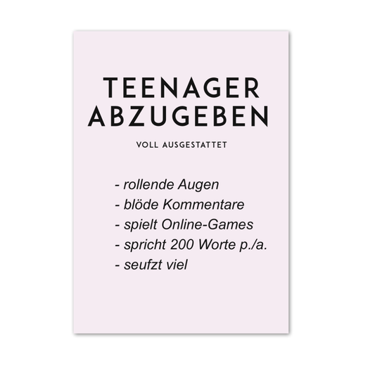 Postkarte "Teenager abzugeben"