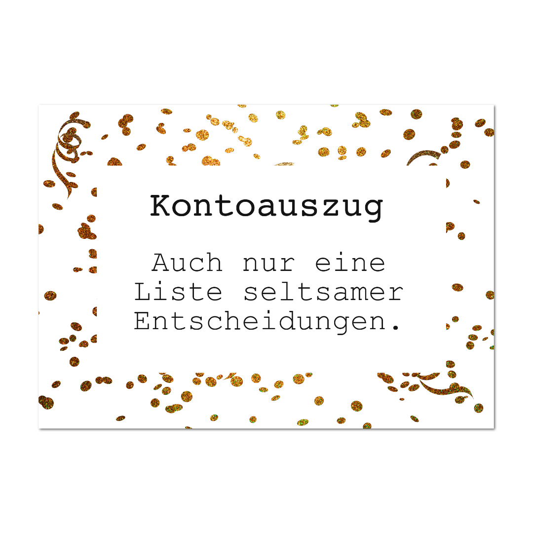 Postkarte "Kontoauszug"