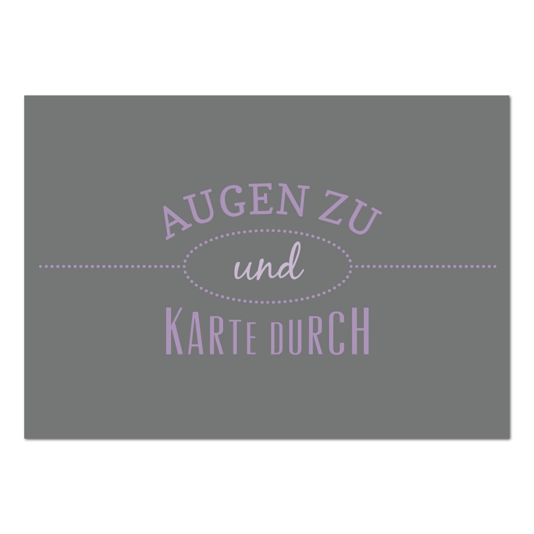 Postkarte Augen zu und Karte durch | Rabenmütter Verlag